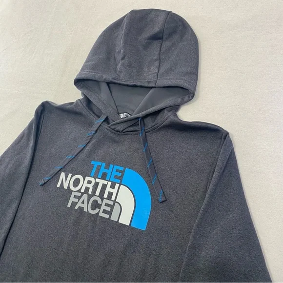 The North Face Men's Medium Gray Hoodie Graphic Logo Print Drawstrings Pullover - Picture 2 of 11